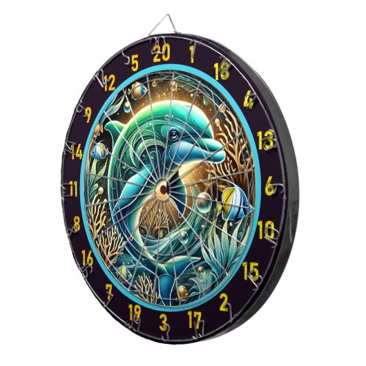 Cible De Fléchettes Serene Waters Dolphin Dartboard Deltboard Deltboar (Devant droit)