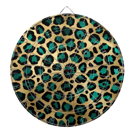 Cible De Fléchettes Série Teal et Gold Leopard Design 14 (Devant)
