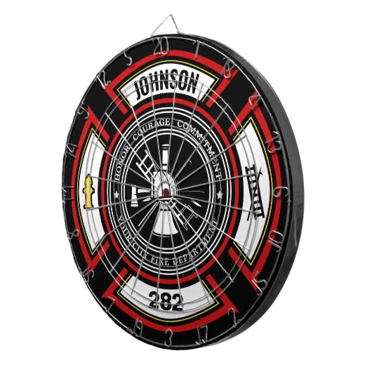 Cible De Fléchettes Service d'incendie AJOUTER LE NOM Pompier Insigne  (Devant droit)