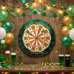 Cible De Fléchettes Shamrocks & Celtic Knots Irish Pub<br><div class="desc">Bring the charm of an authentic Irish pub straight to your game room with this vibrant Shamrocks & Celtic Knots Irish Pub Dart Board, Featuring a classic green marble background, bold orange and white segments with iconic shamrock motifs and Celtic knots, this dartboard captures the spirit of Ireland's welcoming hospitality....</div>