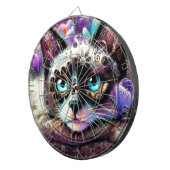 Cible De Fléchettes Siamese Kitty Chat Crocus Floral Violet Turquoise (Devant droit)