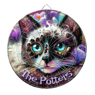Cible De Fléchettes Siamese White Kitty Chat Crocus Floral Personnalis