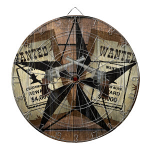 Cible De Fléchettes SIGNE Recherché Rustique Texas Star Western Double