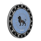 Cible De Fléchettes Silhouette Lion personnalisée sur bleu clair (Devant gauche)