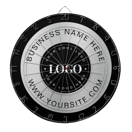 Cible De Fléchettes Silver Custom Logo Text Entreprise Marque commerci (Devant)