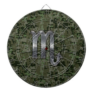 Cible De Fléchettes Silver Scorpio Zodiac Sign Woodland Digital Camo