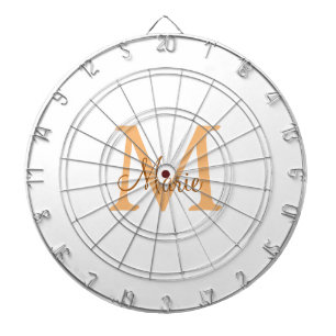 Cible De Fléchettes simple minimal ajouter nom monogramme orange marro
