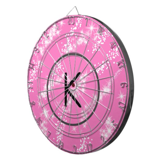 Cible De Fléchettes simple monogramme blanc monogramme rose parties sc (Devant droit)