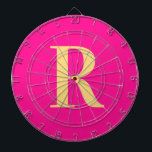 Cible De Fléchettes Simple Monogramme moderne Hot rose<br><div class="desc">Il s'agit d'un monogramme simple, moderne et personnalisé. Ce design élégant est en rose chaud tendance avec typographie stylisée. Il est parfait pour un cadeau personnalisé ou idéal comme un nouvel accessoire de salle de jeux mignon pour vous-même. Ajoutez simplement votre lettre initiale en la tapant dans la zone de...</div>
