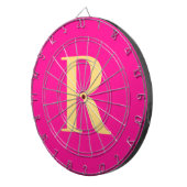 Cible De Fléchettes Simple Monogramme moderne Hot rose (Devant droit)