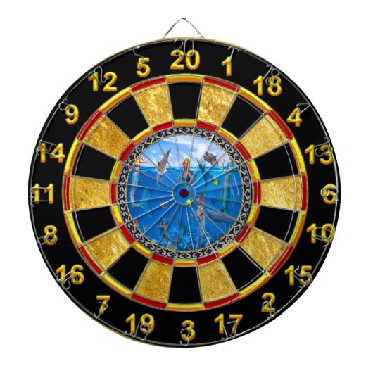 Cible De Fléchettes Sirènes avec des dauphins (Devant)