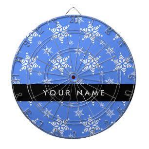 Cible De Fléchettes Snowflakes blanc, Bleu, Votre nom, Personnaliser