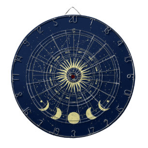 Cible De Fléchettes Soleil Céleste Phases de la Lune Zodiaque
