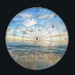 Cible De Fléchettes Soleil, Ciel. Mer. Sable. Scène Plage<br><div class="desc">S times 4 (Sx4) signifie Sun,  Sky,  Sea,  Sand. Si vous aimez passer du temps au bord de l'océan,  voici un tableau de bord de plage</div>