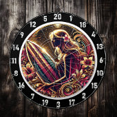 Cible De Fléchettes Soleil doré surfer avec Neon Glow