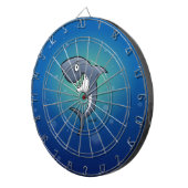 Cible De Fléchettes Sourire un requin drôle sur un Arrière - plan bleu (Devant droit)