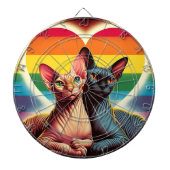 Cible De Fléchettes Sphynx Chats Dartboard LGBTQ Drapeau Amour Coeurs  (Devant)