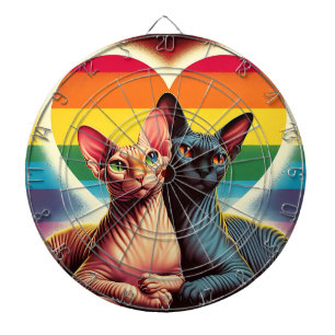 Cible De Fléchettes Sphynx Chats Dartboard LGBTQ Drapeau Amour Coeurs 