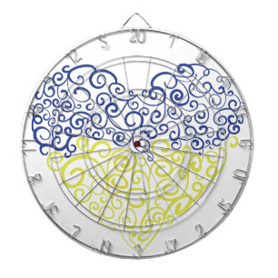 Cible De Fléchettes Spiral tourbillons mehandi coeur drapeau ukrainien