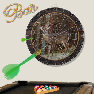 Cible De Fléchettes Stag en bois rustique / Buck Deer Camouflage Dar