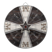 Cible De Fléchettes Star Rustic Bois Tone Famille Monogramme (Devant)