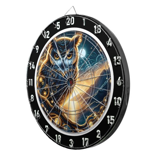 Cible De Fléchettes Starlit Wisdom Owl Dartboard Art (Devant droit)