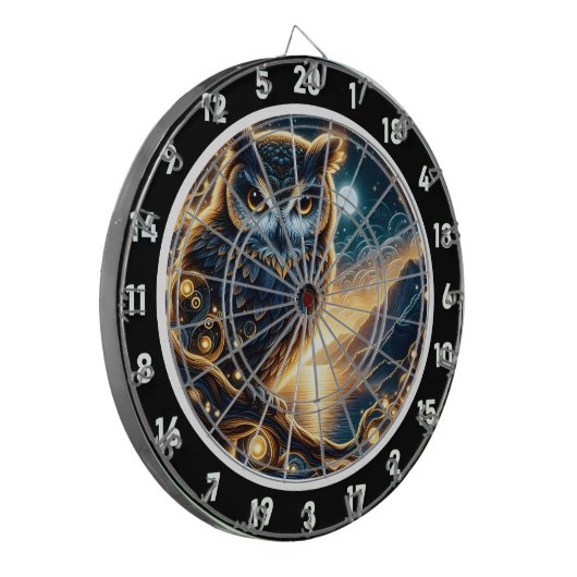 Cible De Fléchettes Starlit Wisdom Owl Dartboard Art (Devant gauche)