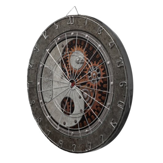 Cible De Fléchettes Steampunk Yin Yang (Devant droit)