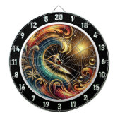 Cible De Fléchettes Sunset Surfer Wave Tropical Wall Art (Devant)