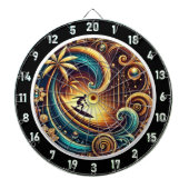 Cible De Fléchettes Surfer Abstrait sur vague avec coucher de soleil (Devant)