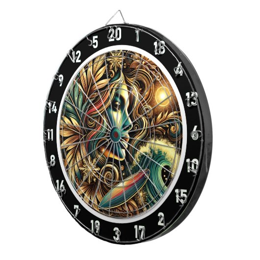 Cible De Fléchettes Surfer avec Golden Glow Sunset Art (Devant droit)