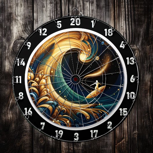 Cible De Fléchettes Surfer Beach Abstrait Energy Art