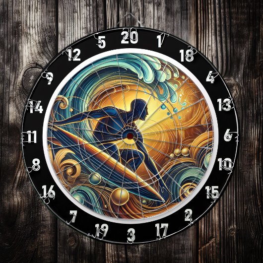 Cible De Fléchettes Surfer du coucher de soleil sur Wave Wall Art