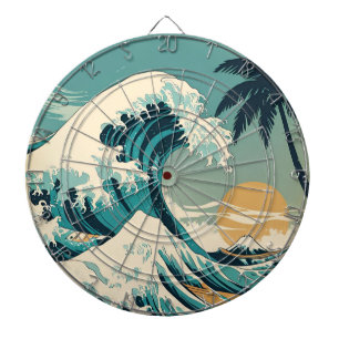 Cible De Fléchettes Surf's Up Retro Wave Design Classic California