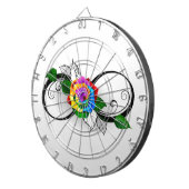 Cible De Fléchettes Symbole d'infini avec Rose arc-en-ciel (Devant droit)