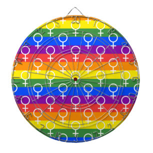 Cible De Fléchettes Symbole féminin Motif arc-en-ciel