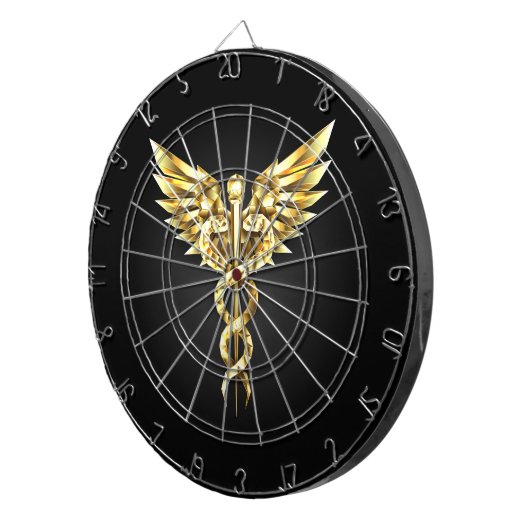 Cible De Fléchettes Symbole Polygonal Or Caduceus (Devant droit)