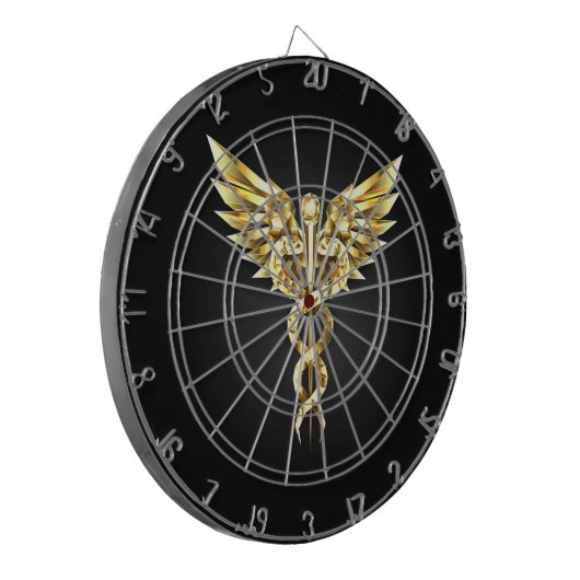 Cible De Fléchettes Symbole Polygonal Or Caduceus (Devant gauche)