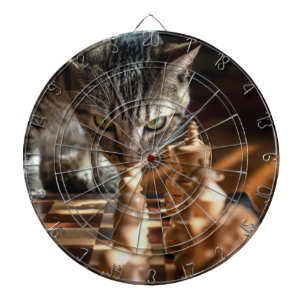 Cible De Fléchettes Tabby Cat Jouer Aux Échecs