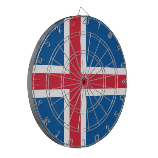 Cible De Fléchettes Tableau avec Drapeau d'Islande (Devant gauche)