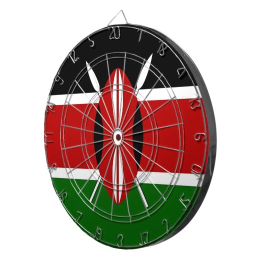 Cible De Fléchettes Tableau avec Drapeau du Kenya (Devant droit)