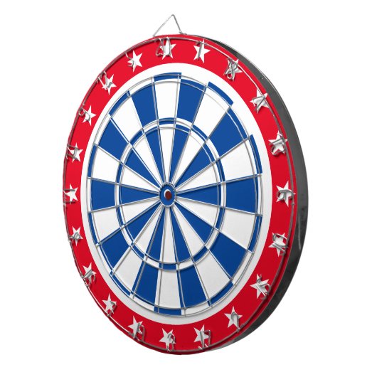 Cible De Fléchettes tableau bleu marine, blanc et rouge (Devant droit)