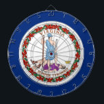 Cible De Fléchettes Tableau de bord avec Drapeau de Virginie, USA<br><div class="desc">Tirez votre salle de jeux avec notre fléchette arborant le drapeau de la Virginie! Célébrez l'héritage fier de la Virginie avec ce tableau de bord, affichant de manière visible le design emblématique du drapeau de la Virginie. Doté d'un champ bleu avec le sceau d'état de Virginie au centre, entouré d'une...</div>