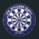 Cible De Fléchettes Tableau de bord de la famille Bleu et Blanc avec f<br><div class="desc">Tableau de bord bleu et blanc avec deux zones de texte personnalisées. Grand cadeau mariage !</div>