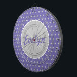 Cible De Fléchettes Tableau de bord Polka personnalisé pour dames (Lav<br><div class="desc">Style vintage...  pour les dames...  Arrière - plan lavande avec pois gris...  cercle central gris avec lettrage lavande...  accents blancs...  Super petite idée cadeau...  jeu de fête...  surtout pour les filles...  Accrochez-vous dans la salle de jeux...  bar...  chambre.. bureau...  elle a jeté... </div>