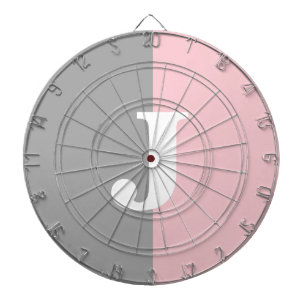 Cible De Fléchettes Tableau de bord rose et gris monogramme