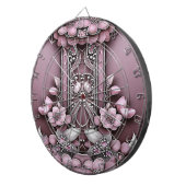 Cible De Fléchettes Tableau de bord rose floral (Devant droit)