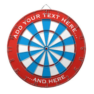 Cible De Fléchettes Tableau de bord rouge et bleu avec texte personnal