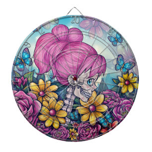 Cible De Fléchettes Tableau girly crâne fléchettes