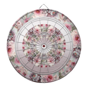 Cible De Fléchettes Tableau moderne rose blanc floral